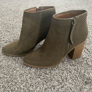 Olive green ankle booties. Size 8